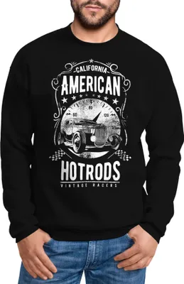 Produktbild von Herren Sweatshirt American Hotrods Retro Vintage Rundhals-Pullover Neverless® schwarz S