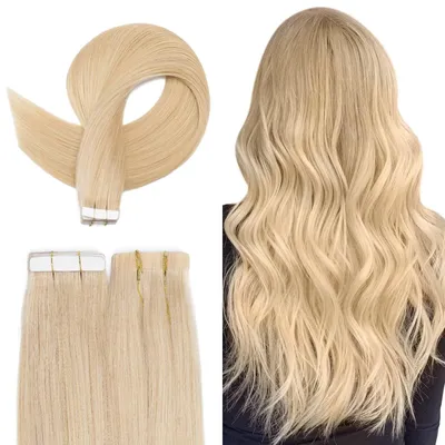 Imagen del producto de Elzusha - Extensiones de cabello humano tipo "tape-in", 40 cm, 20 unidades