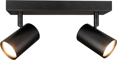 Produktbild von Ledvion - LED Deckenstrahler, Schwarz 2-lights, Dimmbare, 5W, 2700K, Rechteckig, GU10 Fassung, IP20, Kippbar, inkl. GU10 Lampe