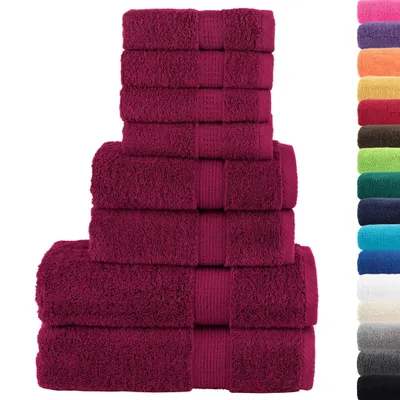 Immagine prodotto di vidaXL 8 pezzi Set di asciugamani premium SOLUND Bordeaux 600 g/m²