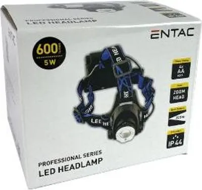 Produktbild von Entac Scheinwerfer Zoom 5W Alu, Stirnband-Taschenlampe, Schwarz, Aluminium, Polycarbonat (PC), IP44, LED, 600 lm