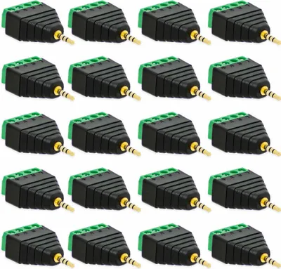 Produktbild von 20x Klinken Stecker 2,5 mm Adapter > Terminal Block 4-Pin Schraub Klemmen Vergoldet