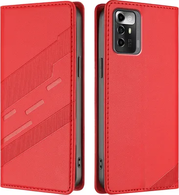 Produktbild von Hülle für ZTE Blade A72 5G, Kunstleder Brieftaschen Handyhülle mit Kartenfach und Standfunktion Rot