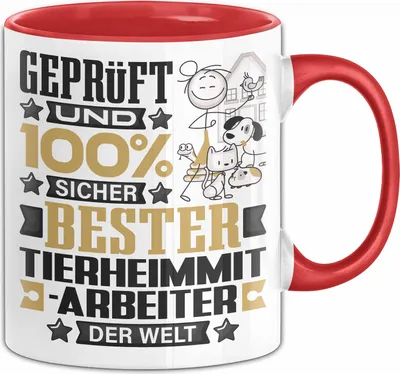 Produktbild von Tierheimmitarbeiter Geschenk Lustiger Spruch für Tierheimmitarbeiter Geschenkidee Bester Tierheimmitarbeiter Der Welt (Rot)