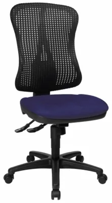 Produktbild von Topstar Profi Bürostuhl HJH SOLUTION BASIC Ergonomischer Schreibtischstuhl ohne Armlehnen Stoff / Netzstoff Blau Drehstuhl für Büro, Zuhause