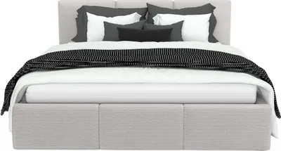 Produktbild von Muralo POLSTERBETT für Schlafzimmer Polsterbett mit Bettkasten und Gasdruckfeder Bett mit Polsterkopfteil Doppelbett 160x200 Grau CORD Stoff