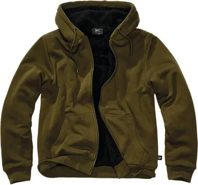 Produktbild von Brandit Kapuzenpullover Herren Sweatjacket Teddylining oliv S