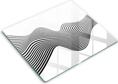 Zdjęcie produktu dla Deska kuchenna – 60 cm x 52 cm - Szklana deska do krojenia - Szkło hartowane – Antypoślizgowa - Linearna Abstrakcja
