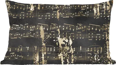 Produktbild von MuchoWow® Zierkissen Sofakissen Wohnzimmer Dekokissen 50x30 cm Musik - Gold - Schwarz - Wohnzimmerdekoration - Polster mit Photo