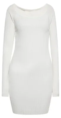 Produktbild von Damen Weißes Minikleid Größe L mit Sabrina-Ausschnitt