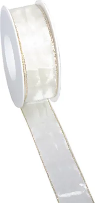 Produktbild von Taftband mit Lurexkante - creme-gold - 40mm - 25m - 3331-40-25-158