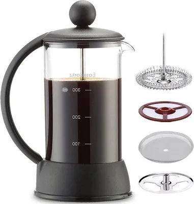 Produktbild von Kaffeezubereiter 350ml - Hitzebeständiges Borosilicatglas - Schwarz Edelstahl
