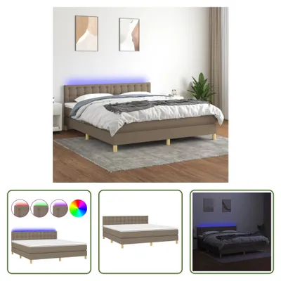 Produktbild von The Living Store Boxspringbett mit Matratze & LED Taupe 160x200 cm Stoff