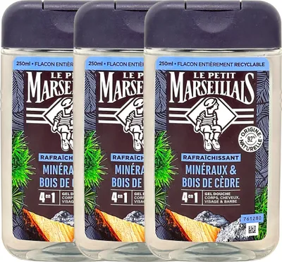Produktbild von Le Petit Marseillais Duschgel Zedernholz & Mineralien 3 x 250 ml – Pflegende Frische