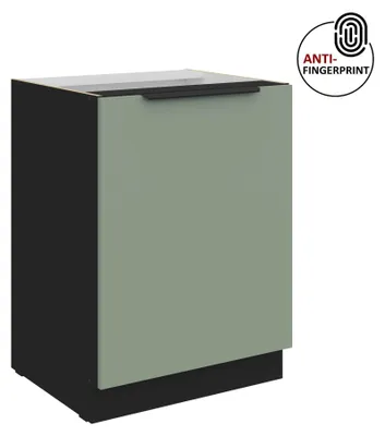 Produktbild von Küchen Unterschrank 60 cm Küche ARIA Aquamarin ultra matt + Schwarz matt, hochwertige Fronten mit Anti Fingerprint Beschichtung Küchenzeile Küchenblock