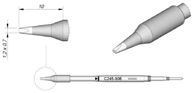 Produktbild von JBC Lötspitze Serie C245 Meißelform, C245906/1,2 x 0,7 mm, gerade C245906