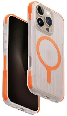 Imagen del producto de Funda Uniq Combat Active para iPhone 16 Pro, con sistema MagClick, color naranja