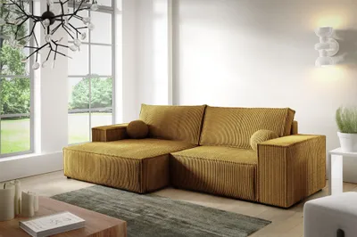 Produktbild von Ecksofa Schlafsofa CORUNIA XS Stoff Poso Honiggelb Ottomane Links