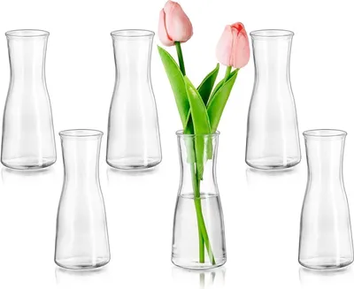 Produktbild von 6er Set Kleine Glasseam Glasvasen Klar für Tischdeko & Blumendeko