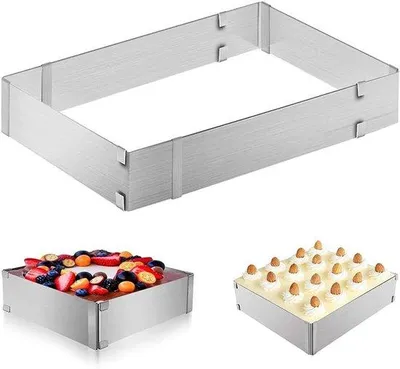 Obrázek produktu pro Nastavitelná nerezová forma na pěnový dort - stříbrná