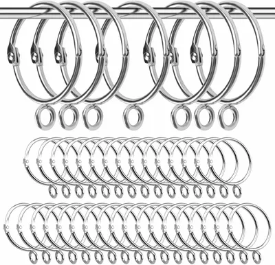 Productafbeelding van Gordijnringen, metaal, zilverkleurig, 40 stuks, diameter 3,8 cm, geschikt voor gordijnstangen tot 3 cm