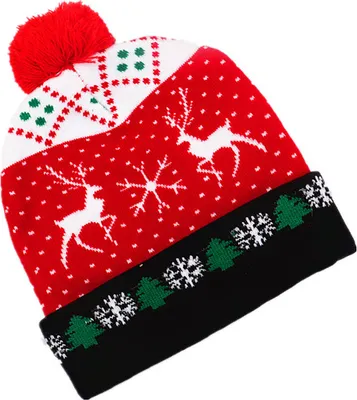 Produktbild von Weihnachtsmütze mit LED-Beleuchtung Blinkmodi Strickmütze Dekoration Partybedarf, Schneehirsch
