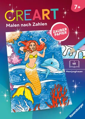 Produktbild von CreArt Malen nach Zahlen ab 7 Zauberpapier - Meerjungfrauen