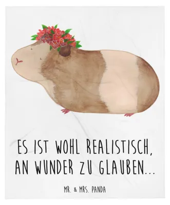 Produktbild von Mr. & Mrs. Panda Sofadecke Meerschweinchen Weisheit - Weiß - Geschenk, Lustige Sprüche, Tagesdecke, Decke, Spruch, Wunderland, Wunder, Winterdecke, Motivation, Bettdecke