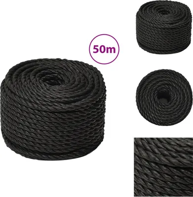 Zdjęcie produktu dla vidaXL Lina robocza czarna 12 mm 50 m polipropylen - Liny