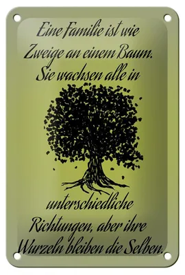 Produktbild von Blechschild Spruch 12x18cm Familie ist wie Zweige an Baum