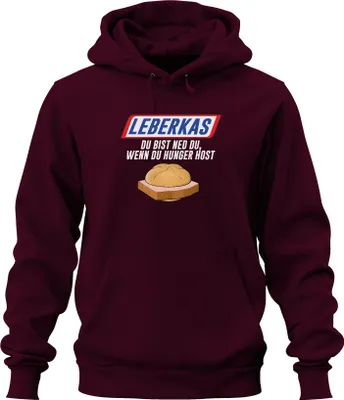Produktbild von Leberkas du bist ned du wenn Hunger Bayern Brotzeit Snack Humor Uni Hoodie Kapuzenpullover, Burgundy, XL