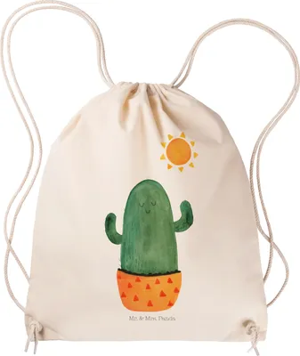 Produktbild von Mr. & Mrs. Panda Stoffbeutel Kaktus Sonne - Transparent - Geschenk, Glück, Scheidung, Motivation, Beutel, Kleiner Rucksack, gym tasche, wander, Kakteen, Sonnenschein
