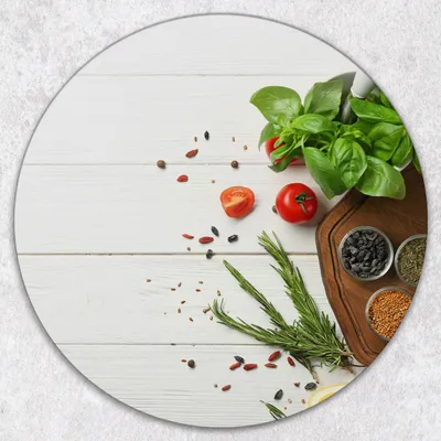 Produktbild von Glas-Herdabdeckplatten Glaskeramikkochfeld-Abdeckung Spritzschutz Glas Runden Schneidebrett fi40 cm - Kräuter Gewürze