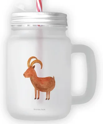 Produktbild von Mr. & Mrs. Panda Cocktailglas Sternzeichen Steinbock - Transparent - Geschenk, Bock, glas mit deckel, Geburtstag Dezember, Januar, Ziege, Mason Jar, Trinkglas, Steinböcke