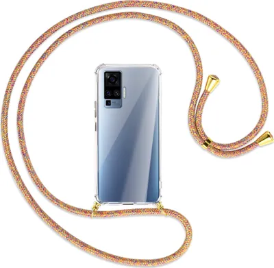 Produktbild von Handykette Backcover-Schutzhülle mit Band (Metall goldfarben) für vivo X50 Pro, X51 5G - Rainbow