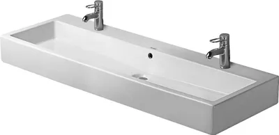 Produktbild von Duravit Waschtisch VERO mit Überlauf, Hahnlochbank, 1200 x 470 mm 2 Hahnlöcher weiß