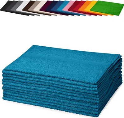 Produktbild von 10er PACK Gästetücher 30x50 cm Gästehandtücher Kinderhandtücher Babyhandtücher 100% Baumwolle, Farbe: Türkis
