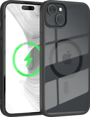 Produktbild von EAZY CASE Clear MagSafe Case für Apple iPhone 15 Plus, Qi-Charging, Silikon mit Kameraschutz, Bumper Case in Schwarz