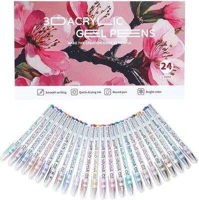 Produktbild von Famanu Acryl Gel Stifte - 24 Farben Set - Kreatives Zeichnen