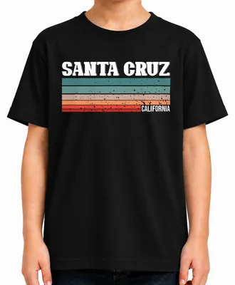 Produktbild von Santa Cruz California Vintage Retro Streifen 70er 80er Sunset Kinder T-Shirt, Schwarz, 128