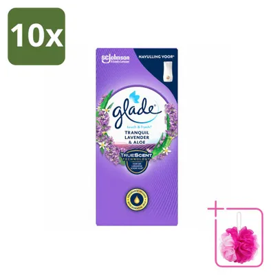 Immagine prodotto di 10 ricariche Glade Touch & Fresh – Lavanda e Aloe – 10 ml – Confezione risparmio – 10 pezzi