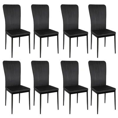 Produktbild von 8er Set Esszimmerstühle Küchenstuhl Hochlehner Polsterstuhl Sitzfläche aus Samt - Schwarz