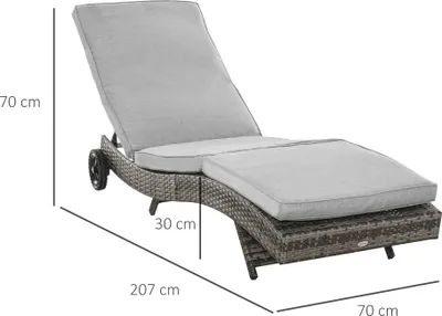 Produktbild von Outsunny Polyrattan Sonnenliege Gartenliege mit Kissen 5-stufig verstellbar