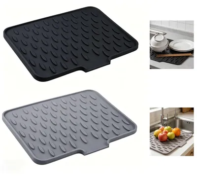 Imagen del producto de Omgoods - Alfombrillas de silicona para escurrir - Juego de 2, antideslizantes y resistentes al calor