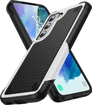 Produktbild von Für Samsung Galaxy S21 FE 5G Hülle Militärqualität Stoßfest Hybrid 2 in 1 Hart PC Weich TPU Handyhülle Weiß Schwarz