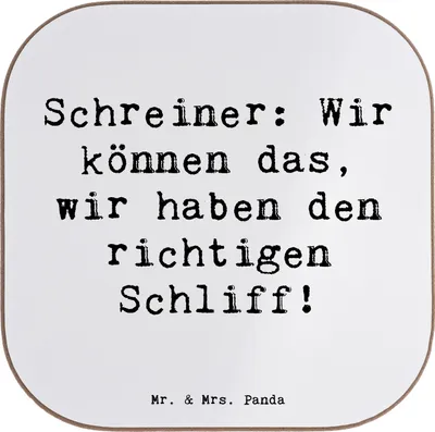 Produktbild von Mr. & Mrs. Panda Untersetzer für Gläser Spruch Schreiner Kompetenz - Weiß - Geschenk, Coaster, Tischuntersetzer, Geschenke Berufstätige, Glas, Berufsprodukte, Berufsliebe
