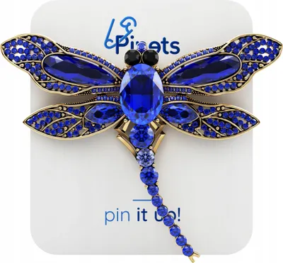 Obrázek produktu pro PINETS DRAGONFLY brož, zlatá s modrými zirkony