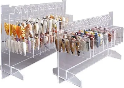 Immagine prodotto di Espositore per nail art - Espositore in acrilico trasparente con ganci - Mensola a 10 ganci - Organizer per strumenti da manicure - Espositore a sbalzo