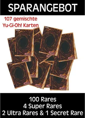 Produktbild von 107 gemischte Yu-Gi-Oh Karten - 100 Rares, 4 Super Rares, 2 Ultra Rares & 1 Secret Rare