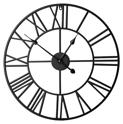 Zdjęcie produktu dla Zegar ścienny metalowy 80 cm czarny cichy europejski nowoczesny dekor